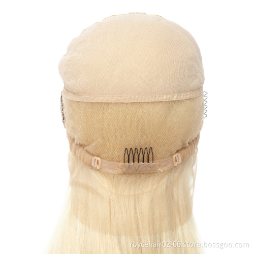 Blond 613 Cambodian Human Hair Braided Perruque Silk Top Base Full Lace Wig for Black Women
